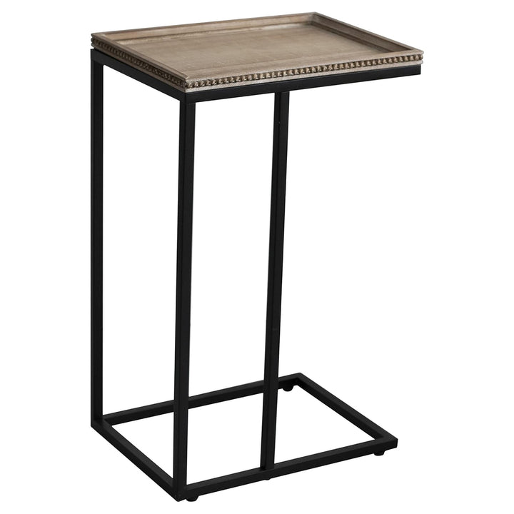 COZAYH Farmhouse C End Table, Accent Furniture with Beaded Edge Tray Top, Black