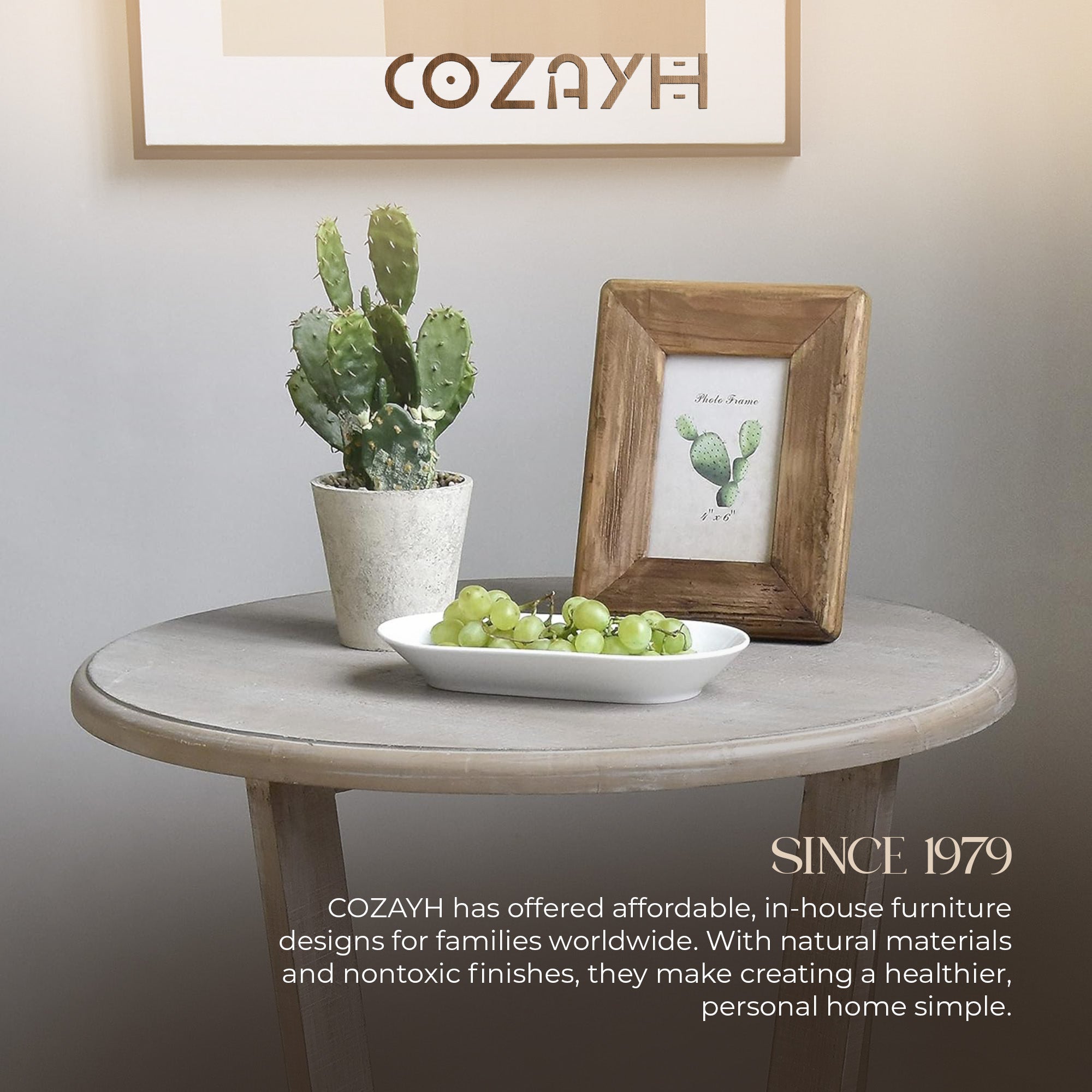 COZAYH Rustic Farmhouse Wooden End Table & Storage Shelf, Vintage Grey, Set of 2