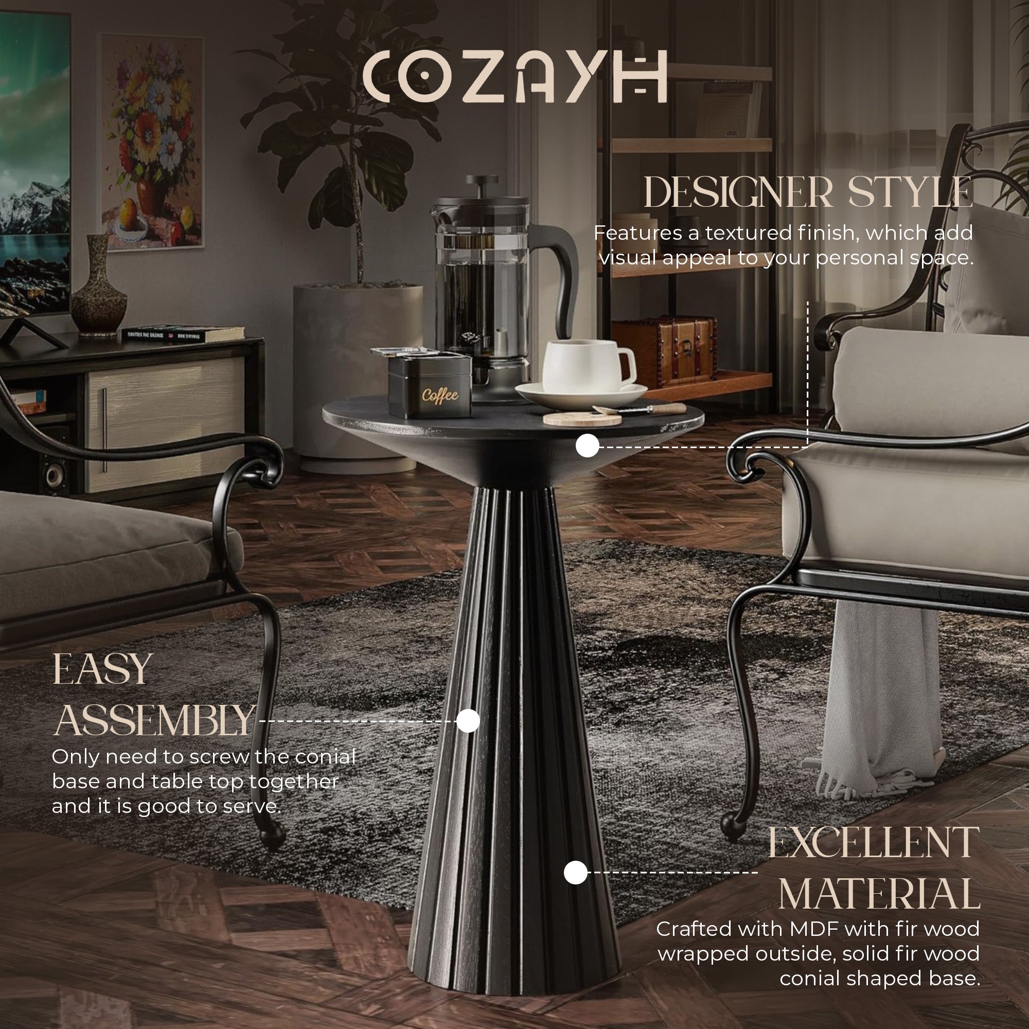 COZAYH Pedestal Drink Round Martini Table for Living Rooms or Bedrooms(Open Box) - VMInnovations