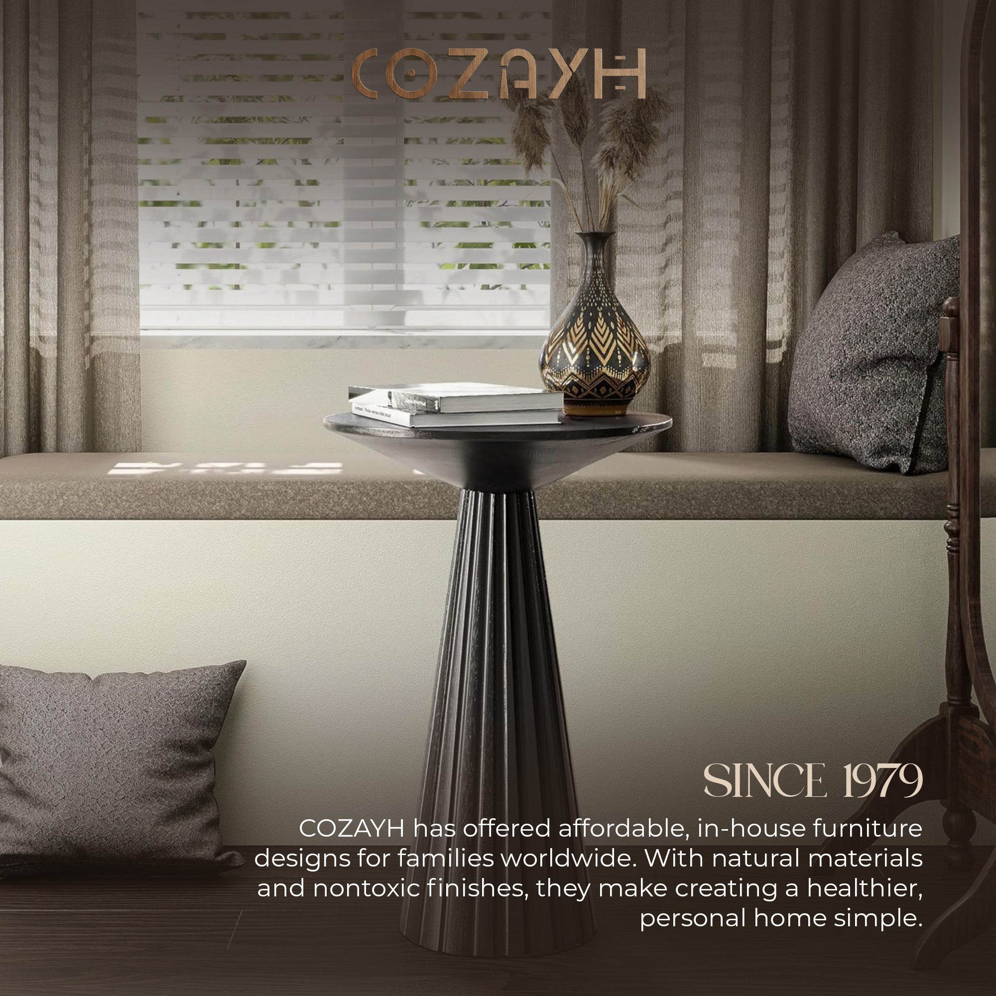 COZAYH Pedestal Small Round Martini Table for Living Rooms or Bedrooms, Set of 2