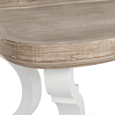 COZAYH Rustic Farmhouse Coffee Table w/ Tray Top & Storage Shelf, Natural/White - VMInnovations
