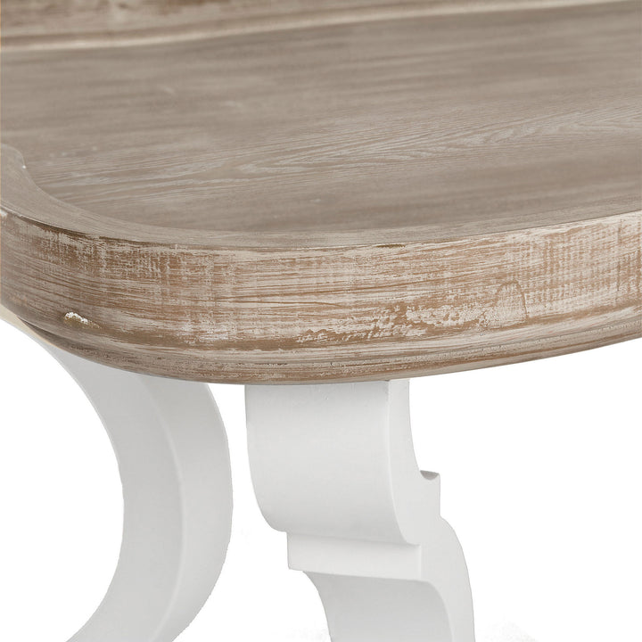 COZAYH Round Rustic Accent Table Wood Nightstand End Table, White (Open Box)