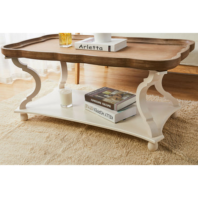 COZAYH Round Rustic Accent Table Wood Nightstand End Table, White (Open Box)