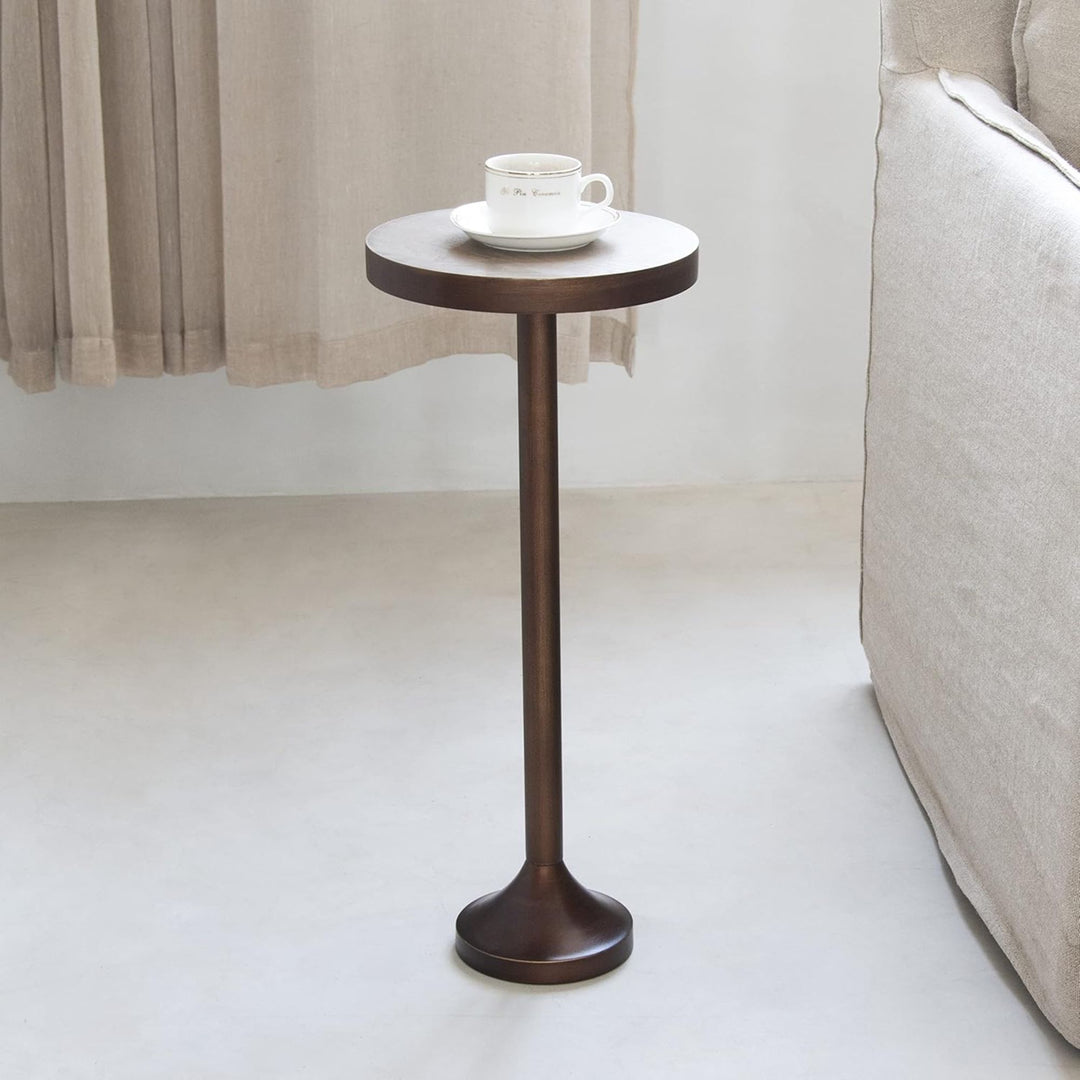COZAYH Small Pedestal End Table, Living Room Furniture, Light Espresso, Set of 2