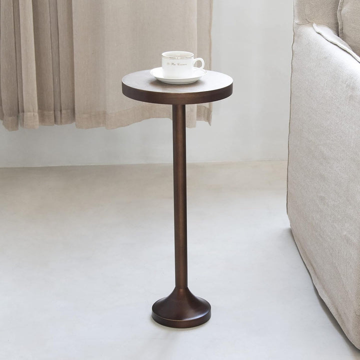 COZAYH Small Pedestal End Table, Living Room Furniture, Light Espresso, Set of 2