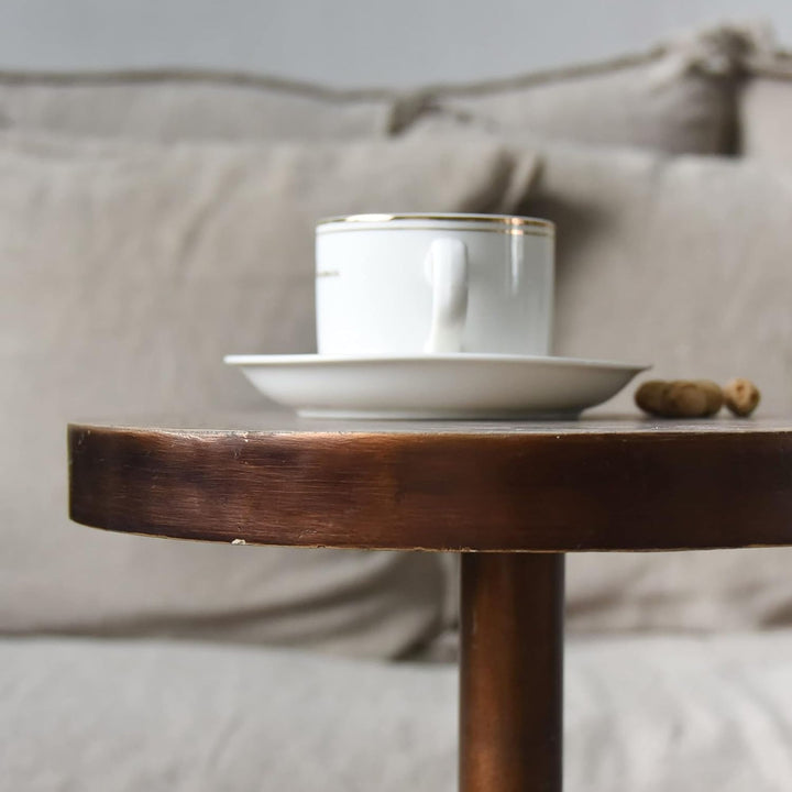 COZAYH Small Pedestal End Table, Living Room Furniture, Light Espresso, Set of 2 - VMInnovations