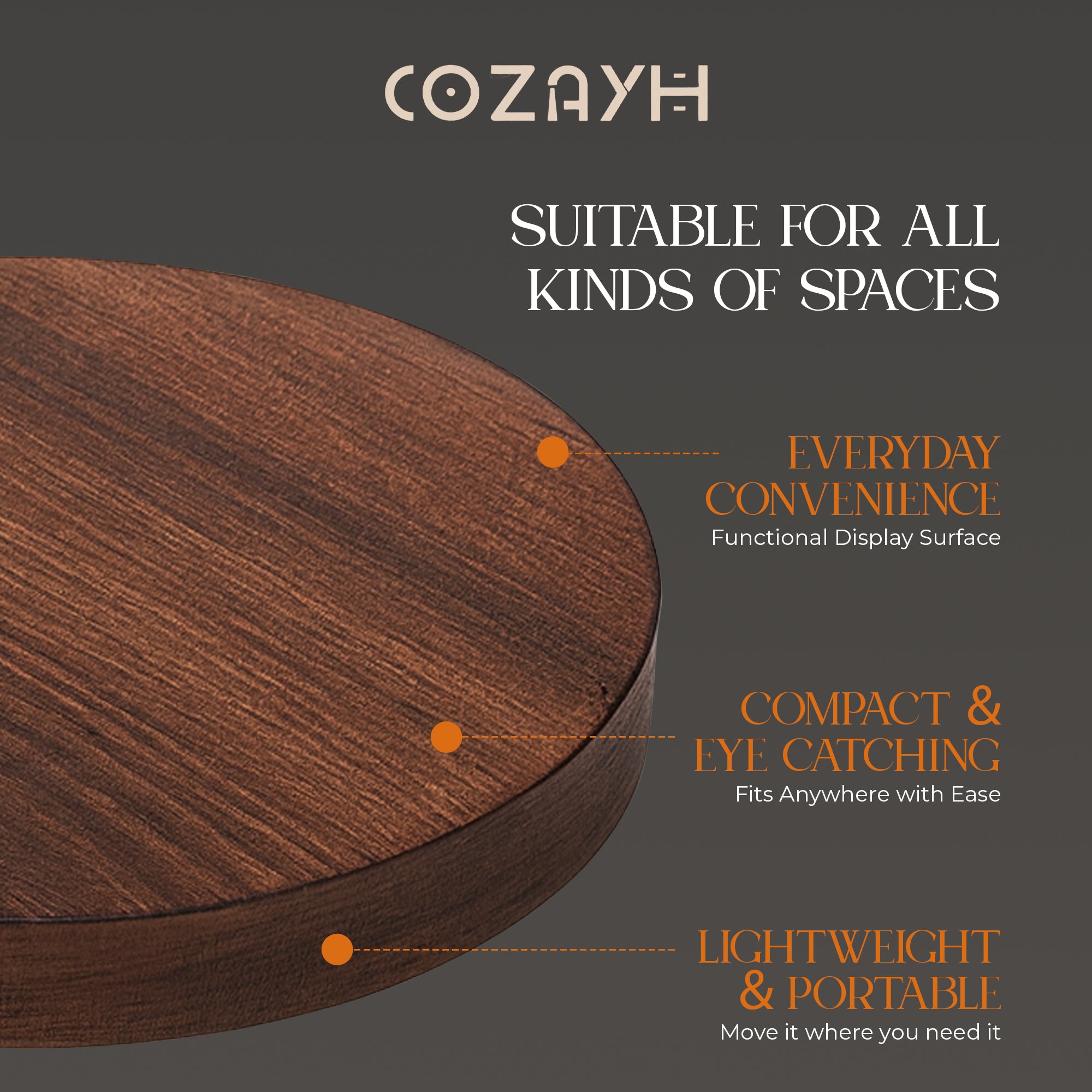 COZAYH Small Pedestal End Table, Living Room Furniture, Light Espresso, Set of 2