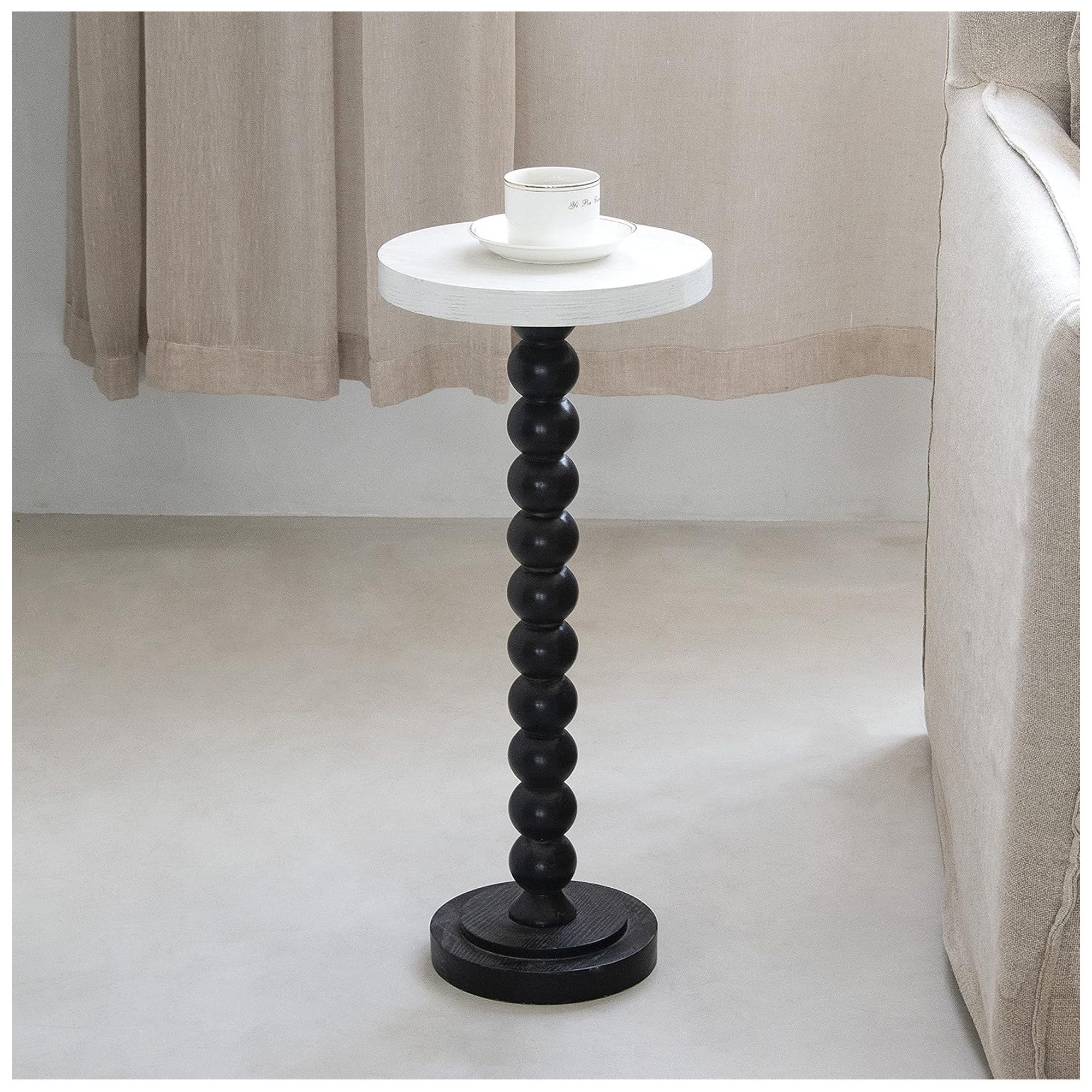 COZAYH Small Pedestal Round End Table, Living Room Furniture, Black (Open Box) - VMInnovations