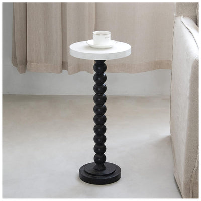 COZAYH Small Pedestal Round End Table, Living Room Furniture, Black (Open Box)