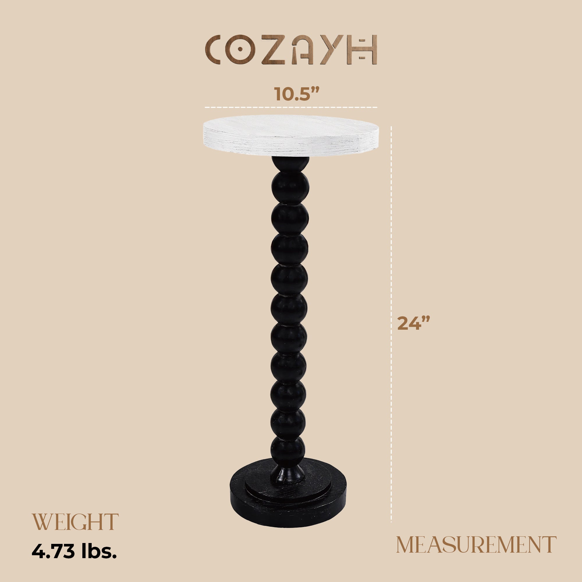 COZAYH Small Pedestal Round End Table, Living Room Furniture, Black (Open Box)