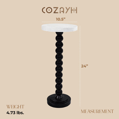 COZAYH Small Pedestal Round End Table, Living Room Furniture, Black (Open Box)