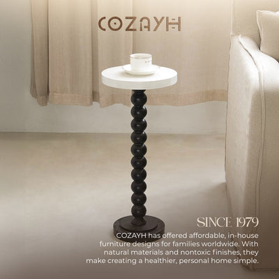 COZAYH Small Pedestal Round End Table, Living Room Furniture, Black (Open Box)
