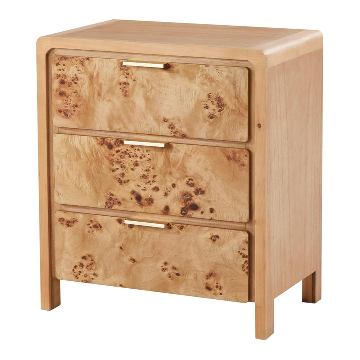 COZAYH Farmhouse Burl Wood Finish 3 Drawer Bedroom Nightstand, Natural(Open Box)