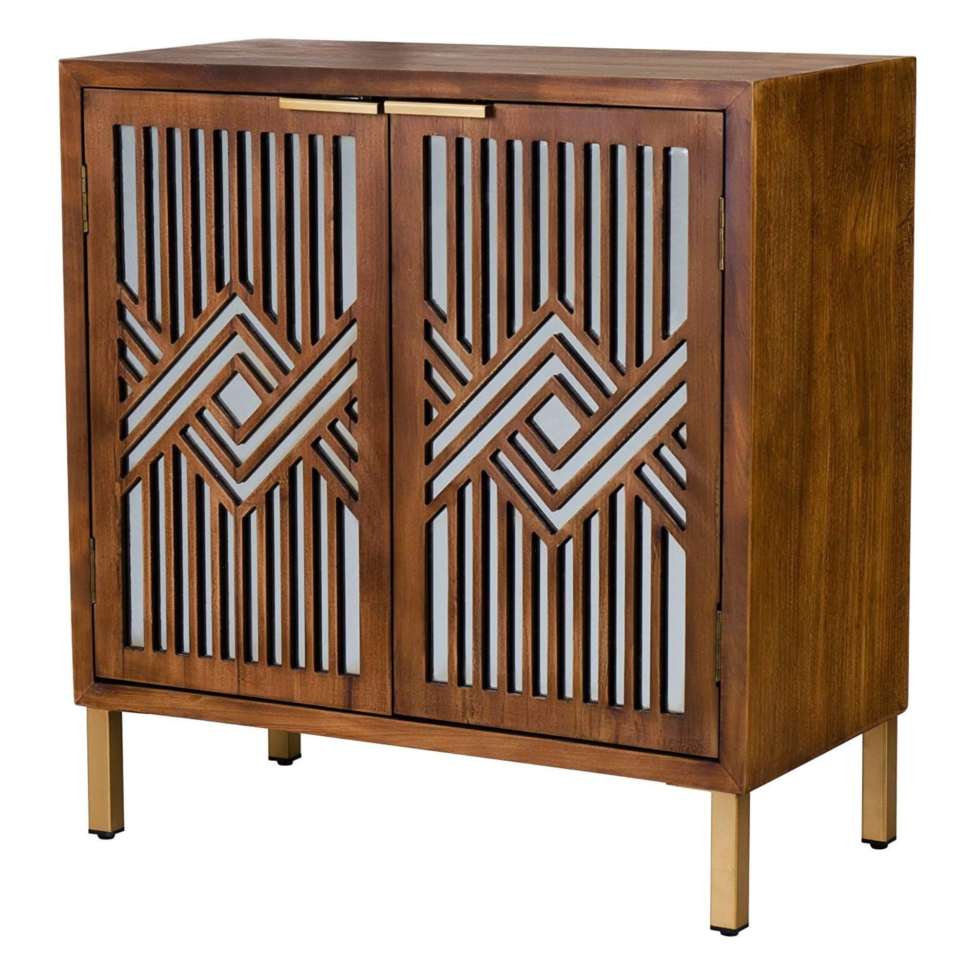 COZAYH 2 Door Modern Accent Cabinet Mirror Front Storage Sideboard, (Open Box)