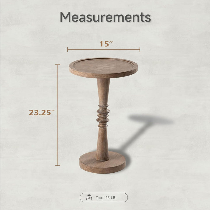 COZAYH Pedestal Tray Top End Table for Holding Drinks, Lamps or Plants,  Brown