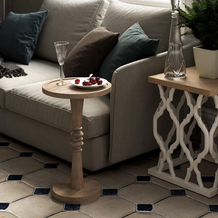 COZAYH Pedestal Tray Top End Table for Holding Drinks, Lamps or Plants,  Brown