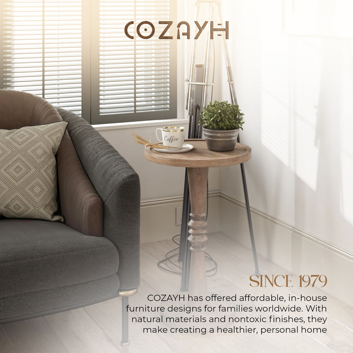 COZAYH Pedestal Tray Top End Table for Holding Drinks, Lamps or Plants(Open Box)