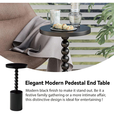 COZAYH Farmhouse Pedestal Side Table for Living Room & Bedrooms, Black, Set of 2 - VMInnovations