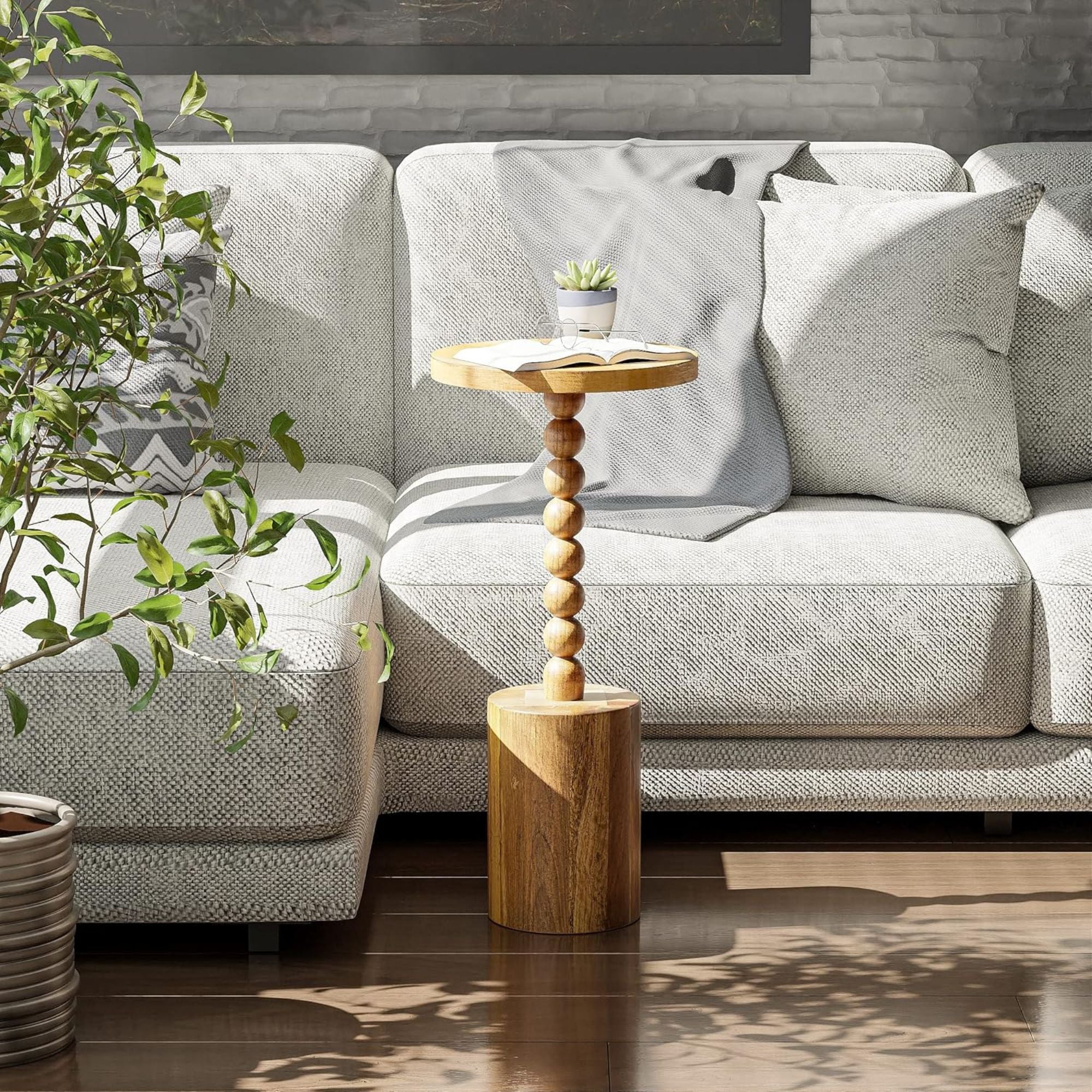 COZAYH Farmhouse Round Pedestal Martini Table for Living Rooms & Bedrooms, Brown (Used) - VMInnovations