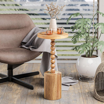 COZAYH Farmhouse Round Pedestal Martini Table for Living Rooms & Bedrooms, Brown (Used) - VMInnovations