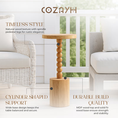 COZAYH Farmhouse Round Pedestal Martini Table for Living Rooms & Bedrooms, Brown (Used) - VMInnovations