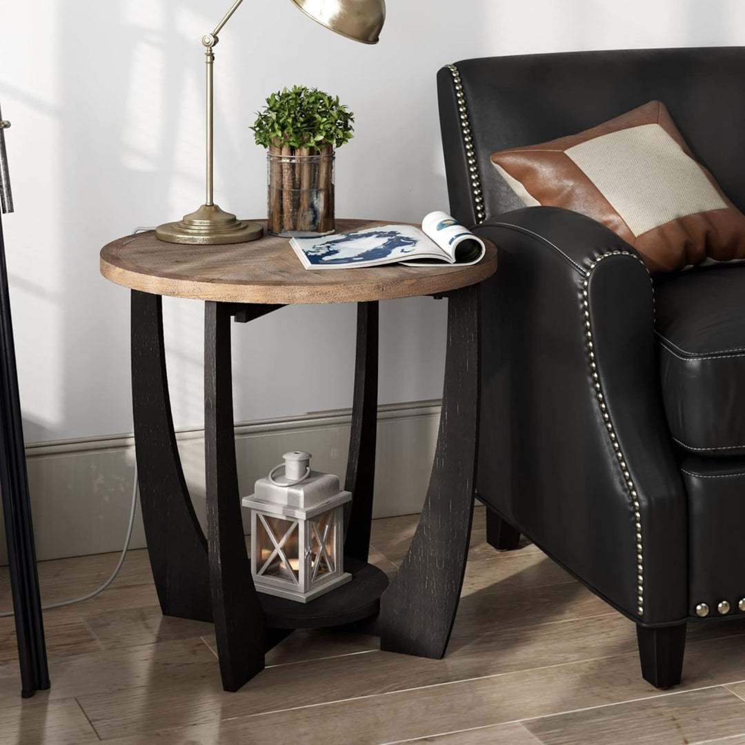 COZAYH Rustic Farmhouse End Table, Storage Shelf for Living Room (For Parts)