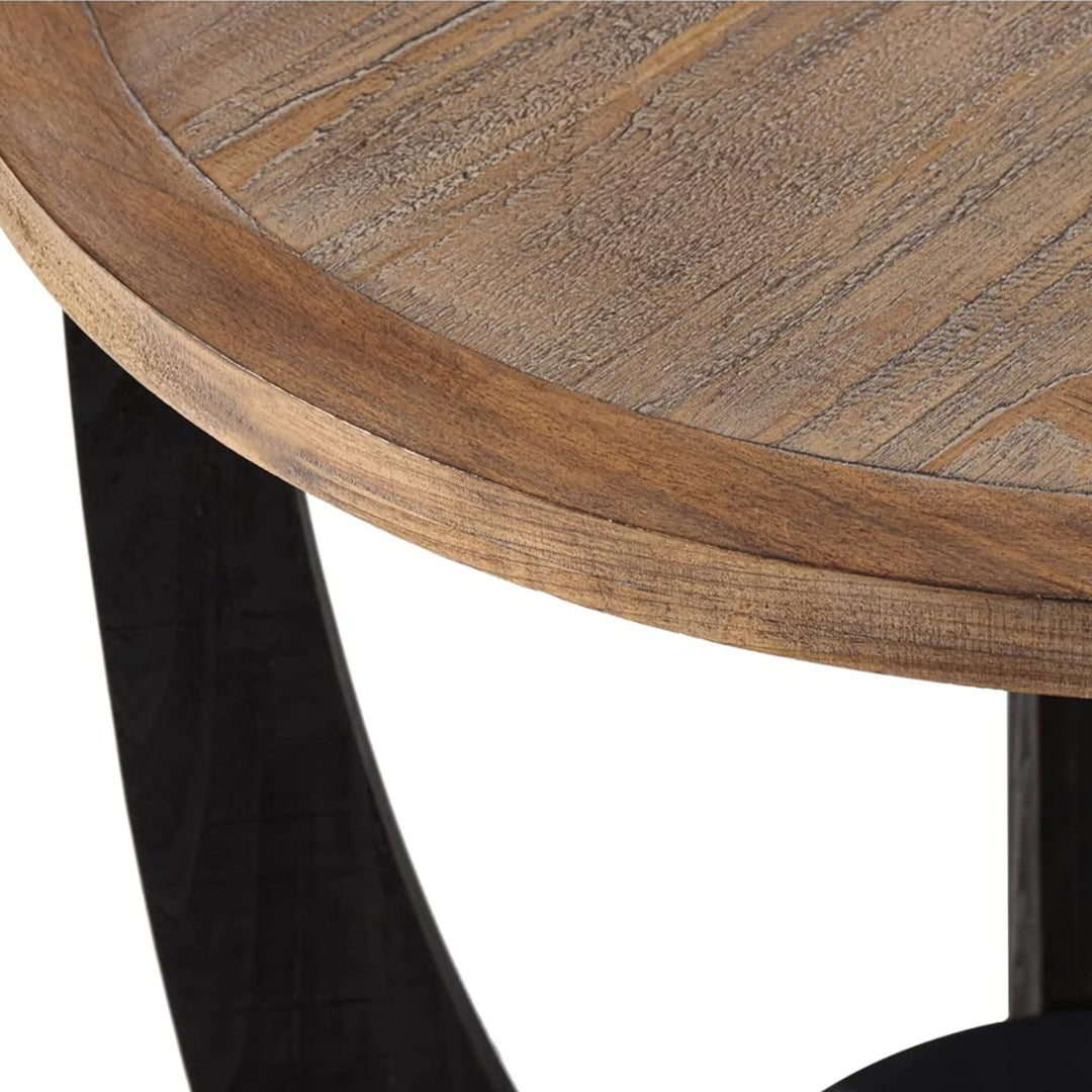 COZAYH Rustic Farmhouse Round End Table, Storage Shelf for Living Room(Open Box)