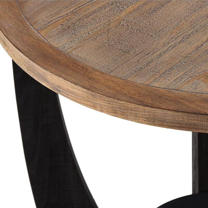 COZAYH Rustic Farmhouse Round End Table, Storage Shelf for Living Room(Open Box)