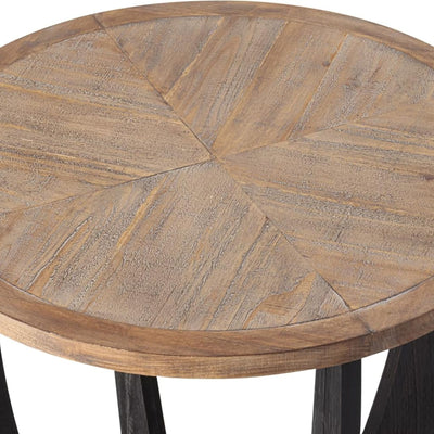 COZAYH Rustic Farmhouse Round End Table, Storage Shelf for Living Room (Used)