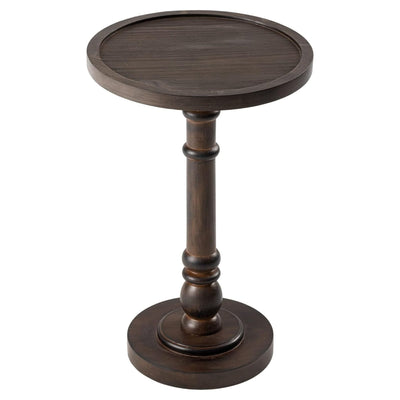 COZAYH Pedestal Tray Top End Table for Drink, Lamp, Plant, Dark Brown, Set of 2