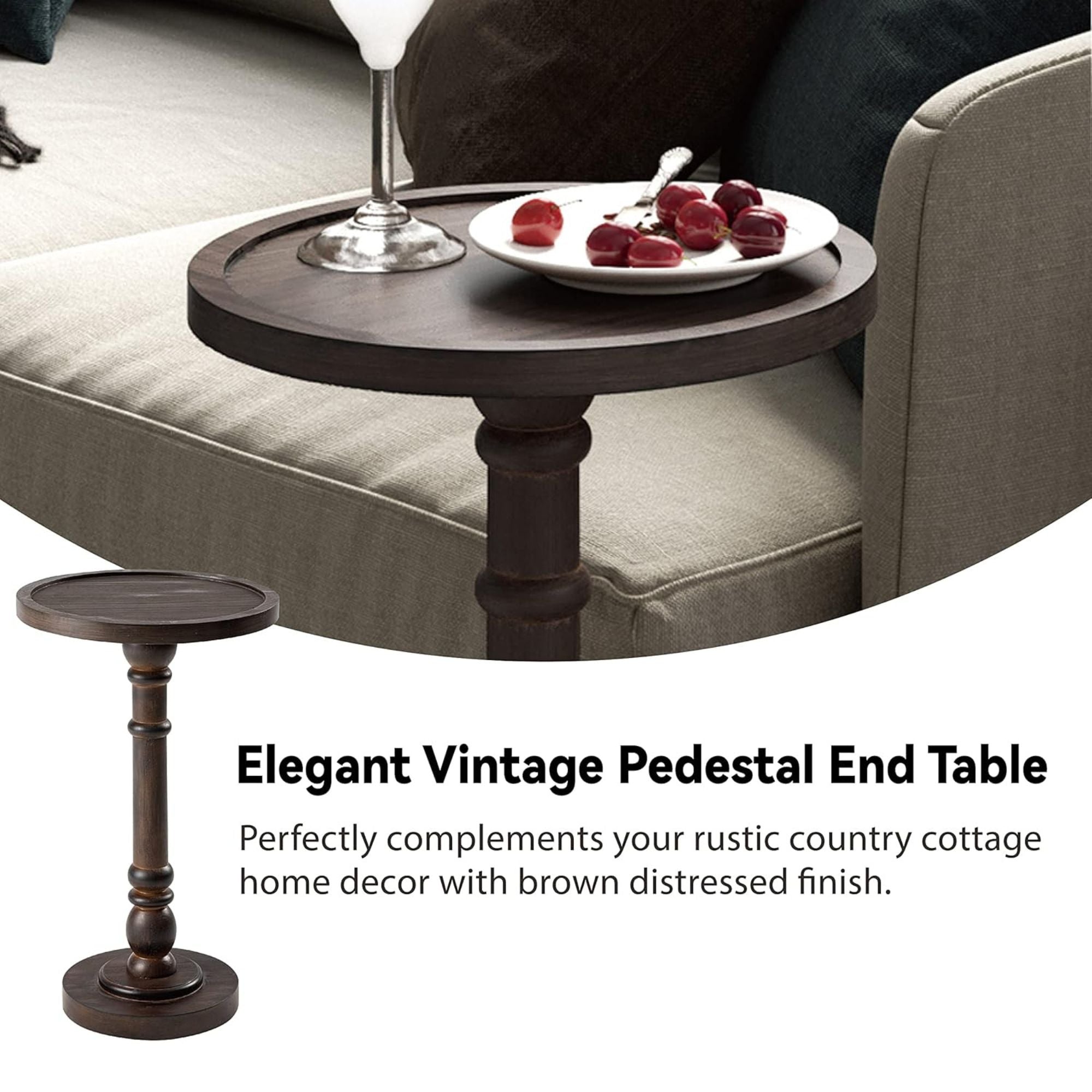 COZAYH Pedestal Tray Top End Table for Holding Drinks, Lamps & Plants(Open Box)