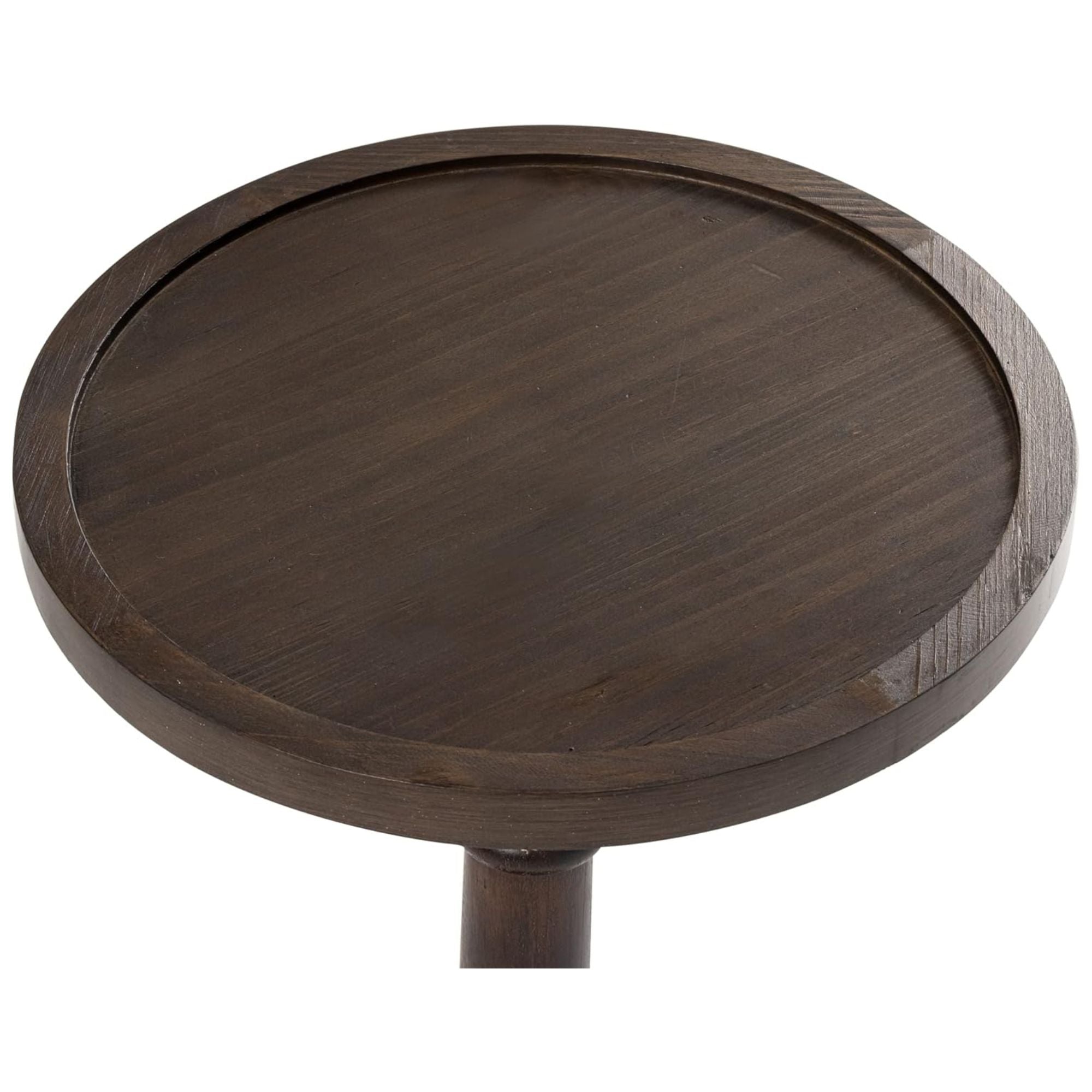 COZAYH Pedestal Tray Top End Table for Drink, Lamp, Plant, Dark Brown, Set of 2