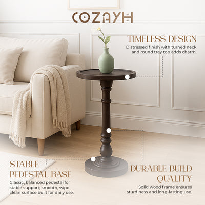 COZAYH Pedestal Tray Top End Table for Holding Drinks, Lamps & Plants(Open Box)