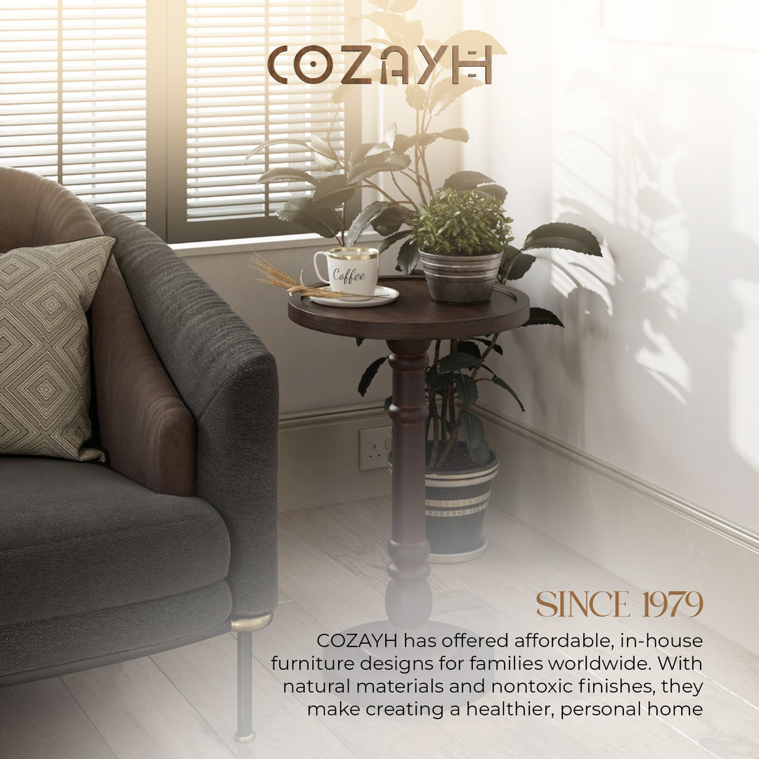 COZAYH Pedestal Tray Top End Table for Holding Drinks, Lamps & Plants(Open Box) - VMInnovations