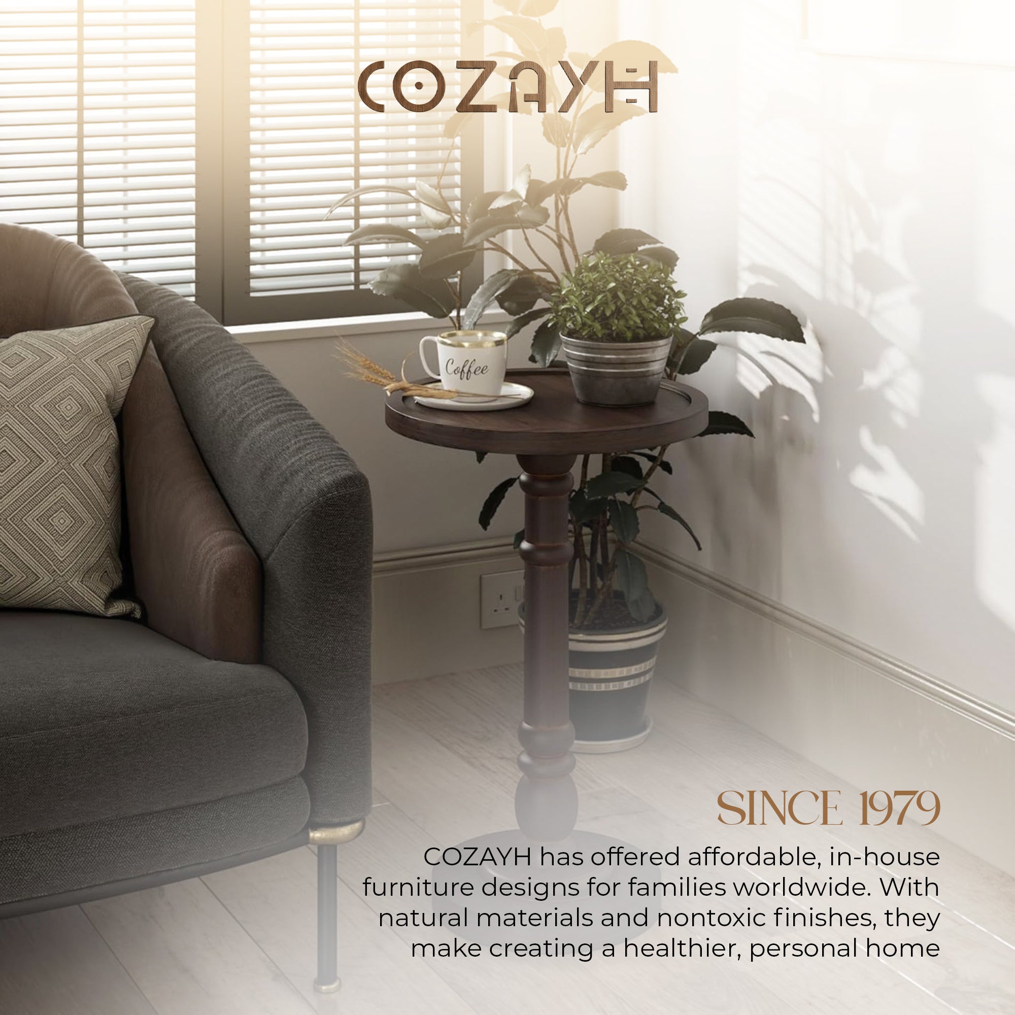 COZAYH Pedestal Tray Top End Table for Holding Drinks, Lamps & Plants(Open Box)