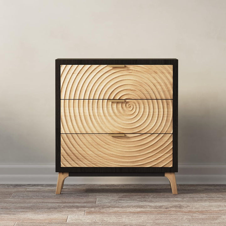 COZAYH 3 Drawer Nightstand Wood Storage Cabinet Accent Chest, Black (Open Box)