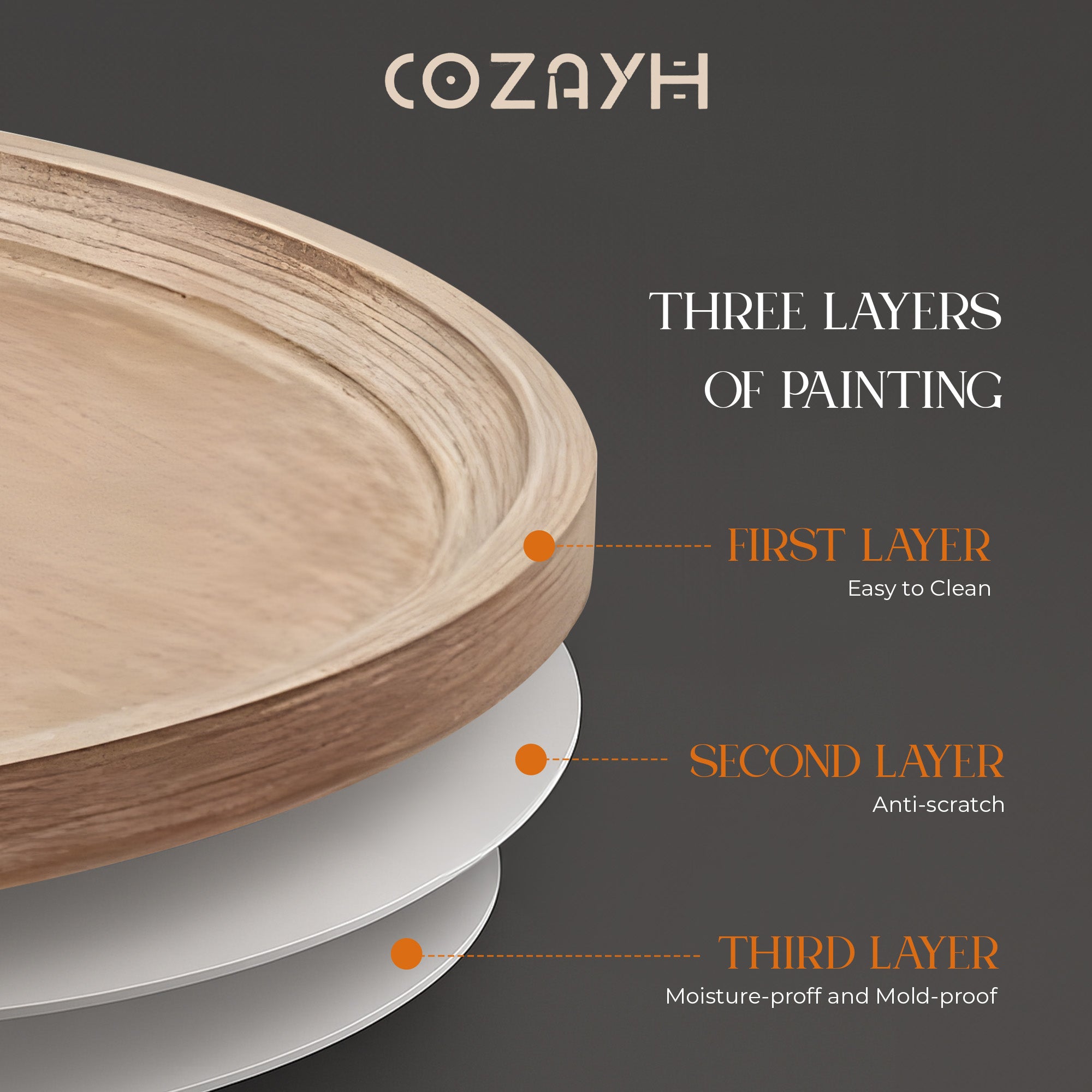 COZAYH Round Rustic Coffee Table Wood Tray Top Accent Storage, White (Open Box) - VMInnovations