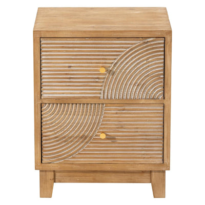 COZAYH Farmhouse 2 Drawer Nightstand with Wood Ring Pattern, Natural, Set of 2