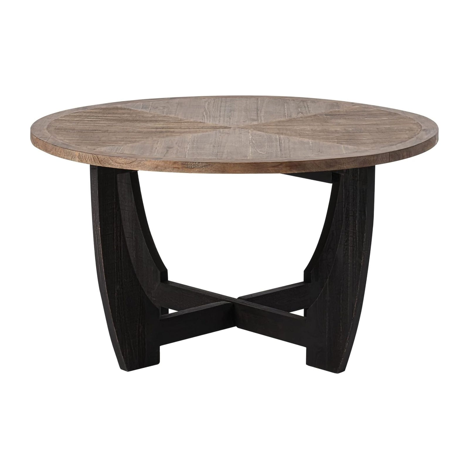 COZAYH Rustic Farmhouse Round Coffee Table with Crisscross Base for Living Room - VMInnovations