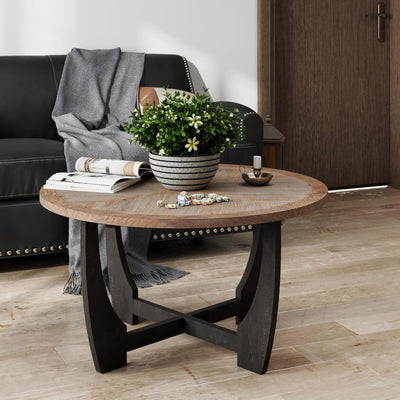 COZAYH Rustic Farmhouse Coffee Table w/Crisscross Base for Living Room(Open Box) - VMInnovations