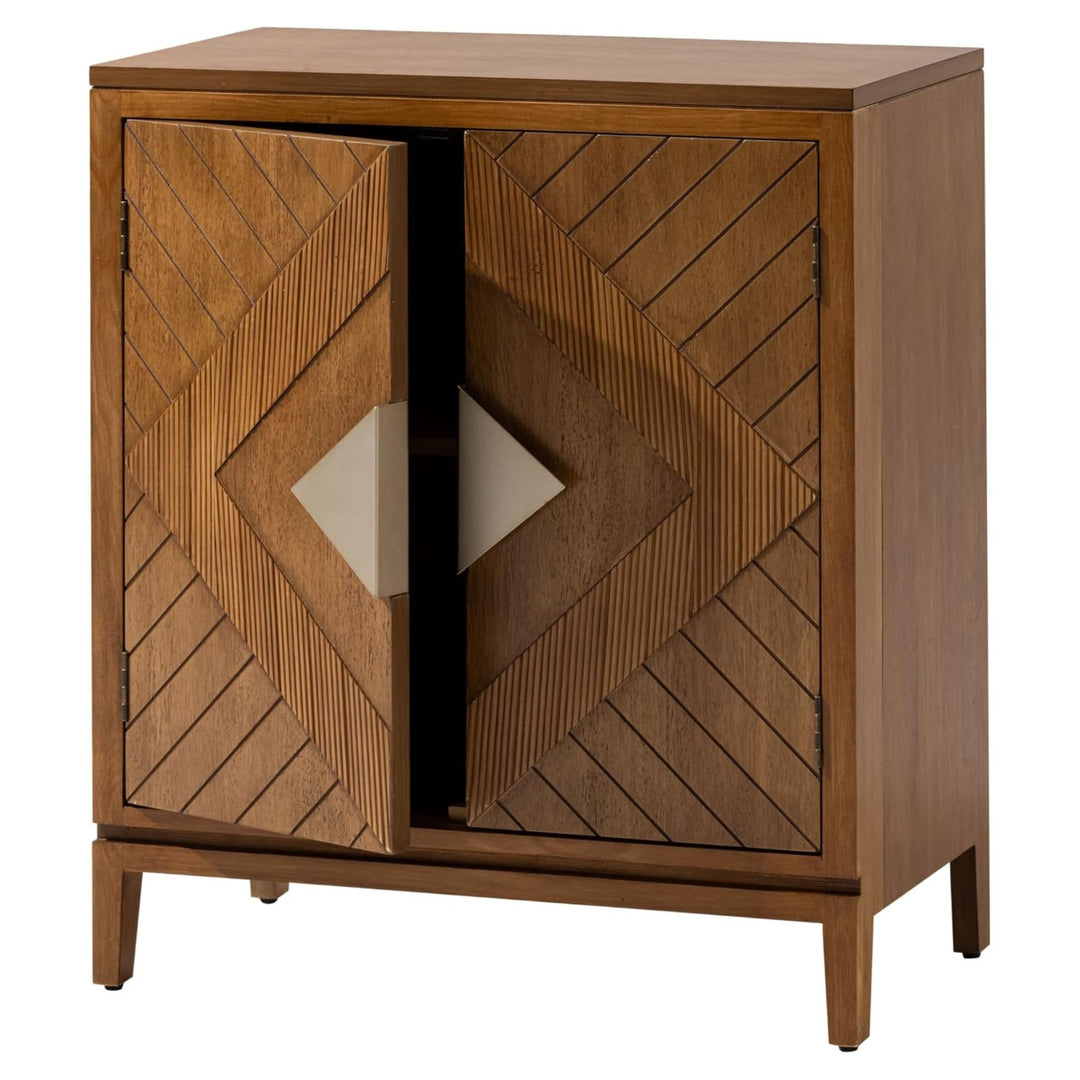 COZAYH Storage Cabinet Modern Wood Sideboard Buffet Geometric Doors, Set of 2