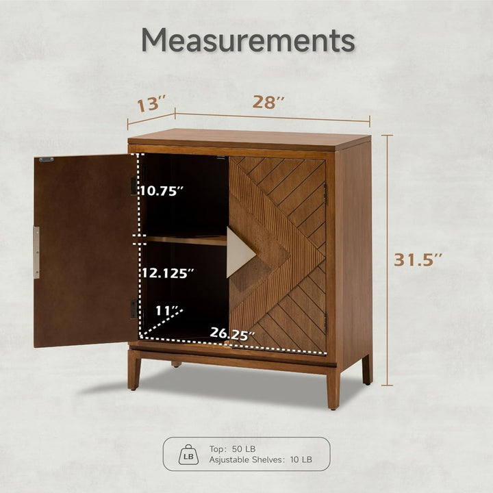 COZAYH Storage Cabinet Modern Wood Sideboard Buffet Geometric Doors, Set of 2