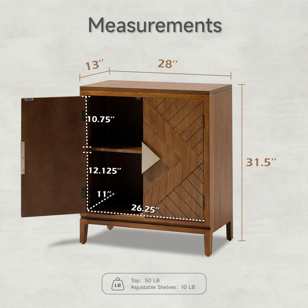 COZAYH Storage Cabinet Modern Wood Sideboard Buffet Geometric Doors, Set of 2
