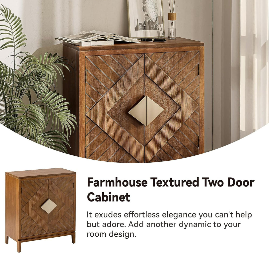 COZAYH Storage Cabinet Modern Wood Sideboard Buffet Geometric Doors, Set of 2