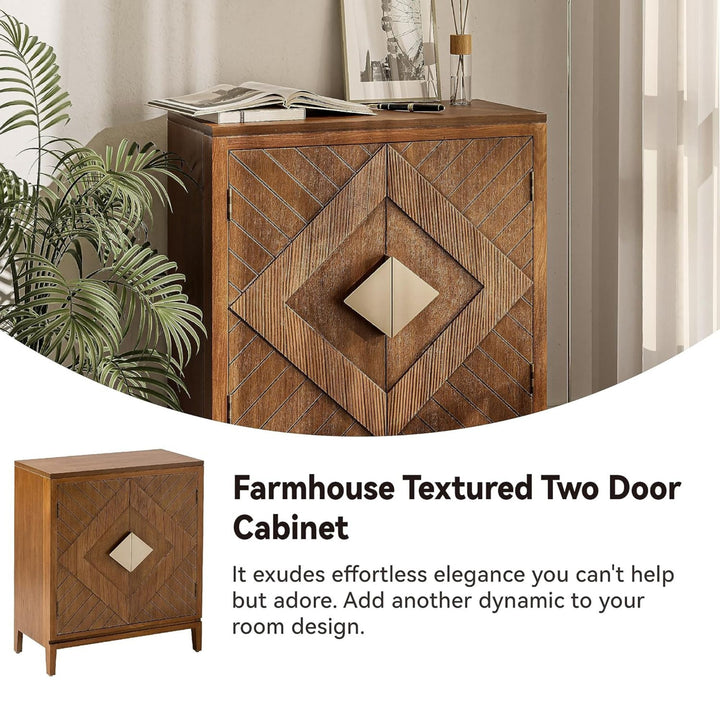 COZAYH Storage Cabinet Modern Wood Sideboard Buffet Geometric Doors, Set of 2