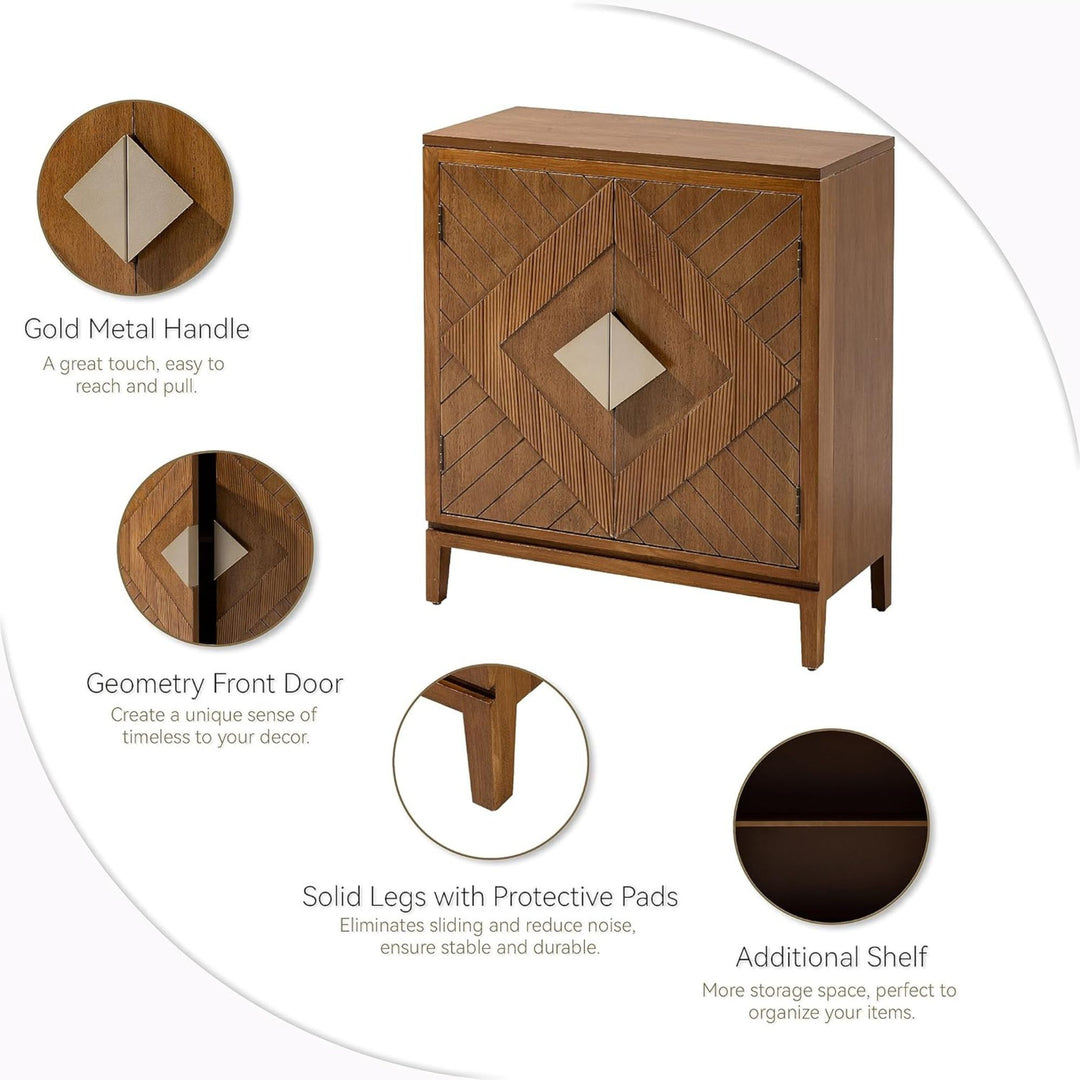 COZAYH Storage Cabinet Modern Wood Sideboard Buffet Geometric Doors, Set of 2