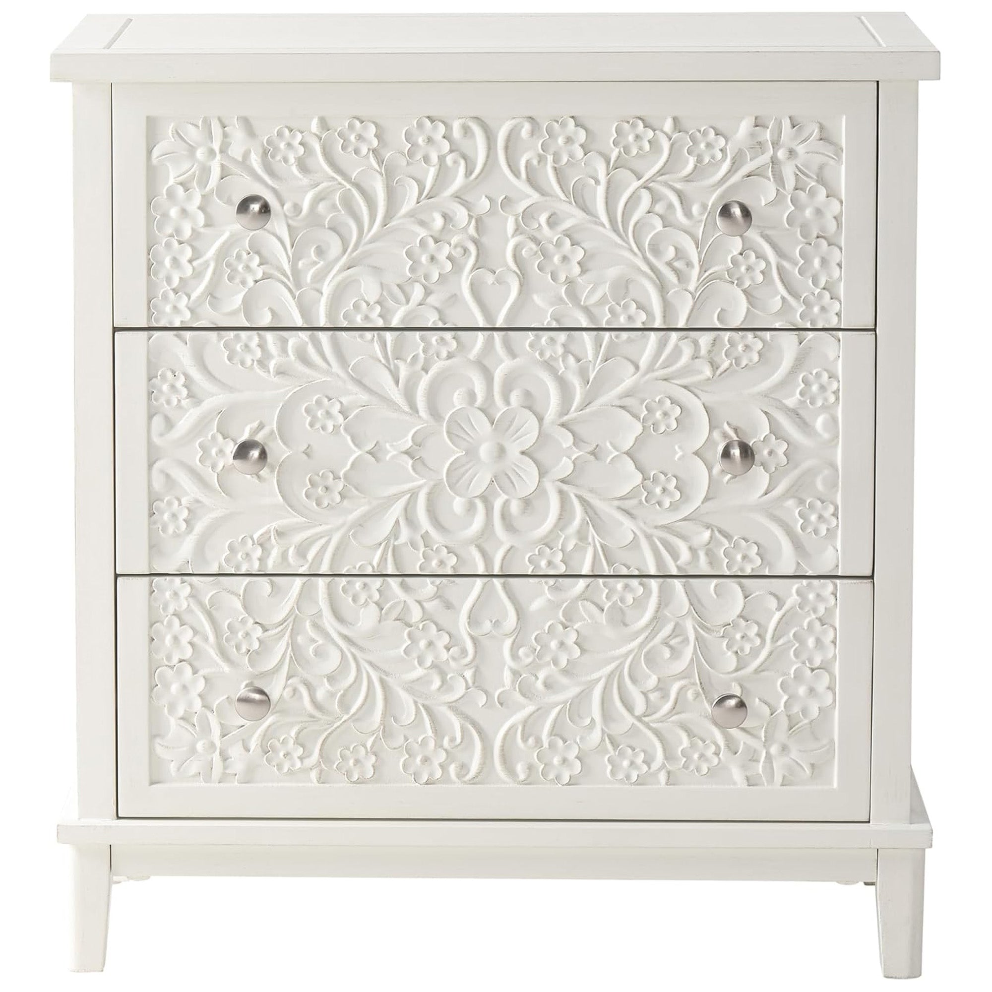 COZAYH 3-Drawer Flower Motif Dresser for Home & Bedroom, (For Parts)