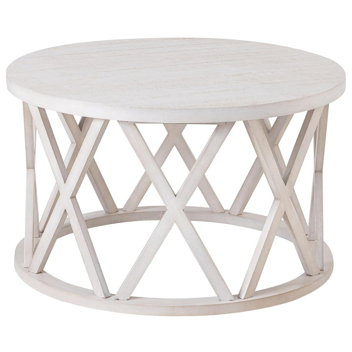 COZAYH Rustic Farmhouse Round Coffee Table, X-Motifs Legs & Wooden Top, Set of 2