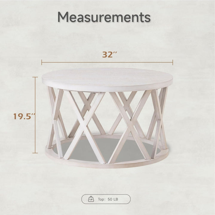 COZAYH Rustic Farmhouse Coffee Table X-Motifs Legs & Wood Textured Top(Open Box)