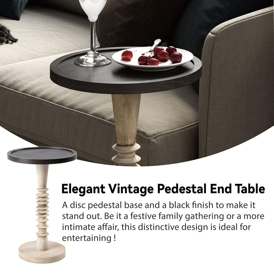 COZAYH Pedestal Tray Top End Table for Drinks, Lamps or Plants, Black, Set of 2